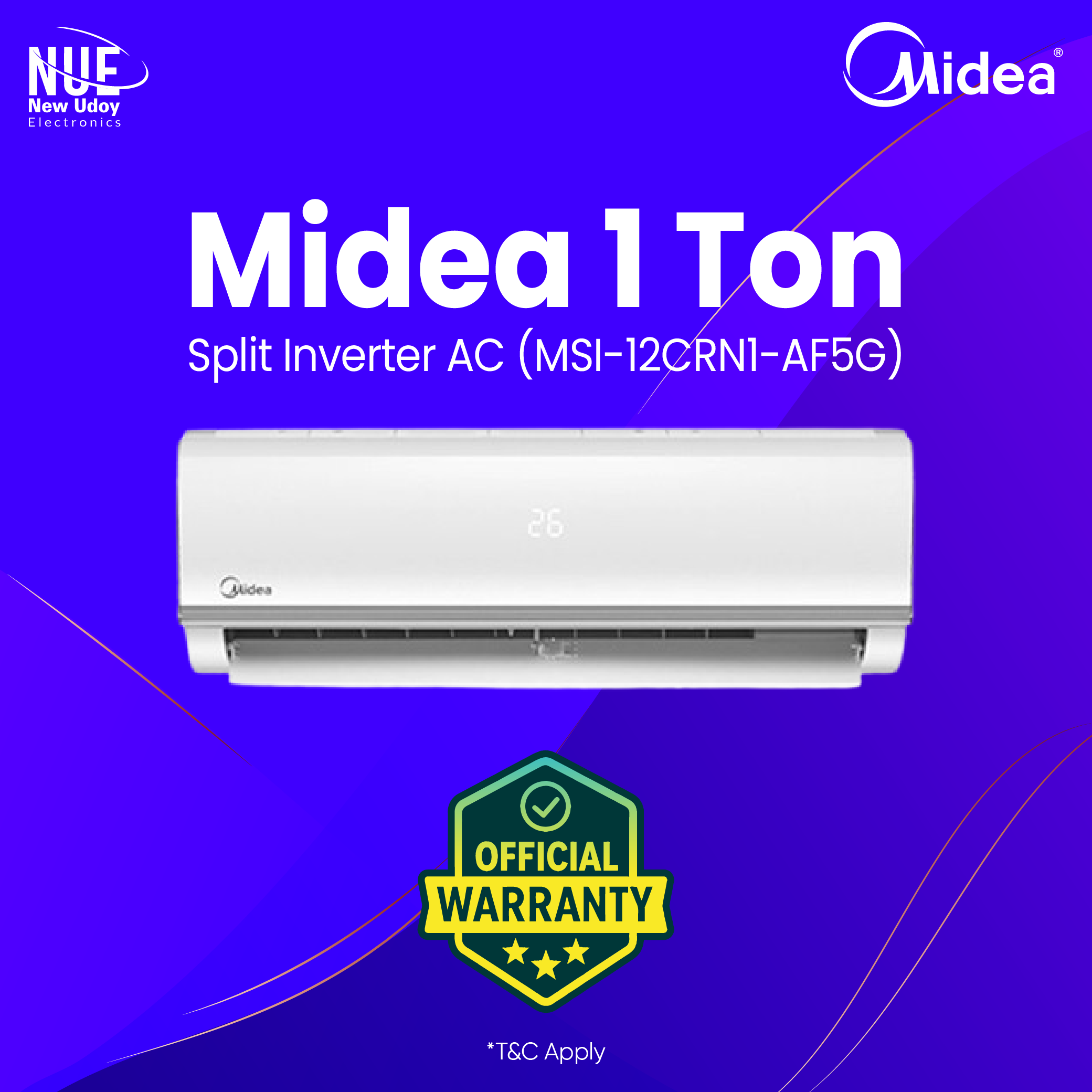 1 (2) Midea official MSI-12CRN 1-Ton Inverter AC - Image 1