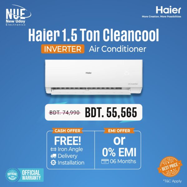 Haier Official HSU-18CleanCool 1.5-Ton Inverter AC 18000BTU
