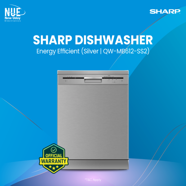Sharp QW-MB612-SS2 Dishwasher Silver | 12 Place Settings, Energy Efficient | New Udoy Electronics