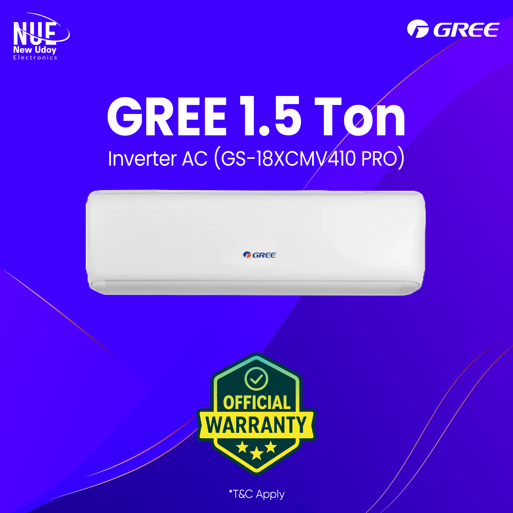 GS-18XCMV410 Gree GS-18XCMV410 PRO 1.5 Ton Inverter AC 2024 - Image 1