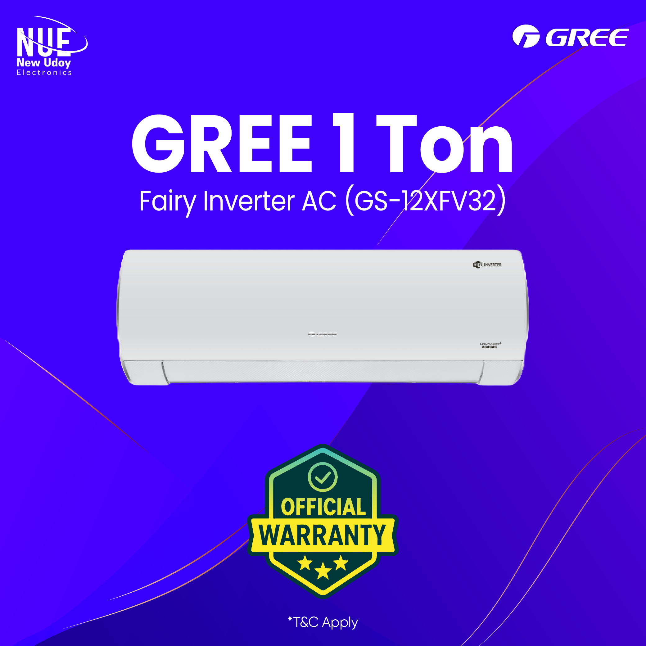 GS-12XFV32 Gree 1.0 Ton Official GS-12XFV32 Fairy Inverter AC - Image 1