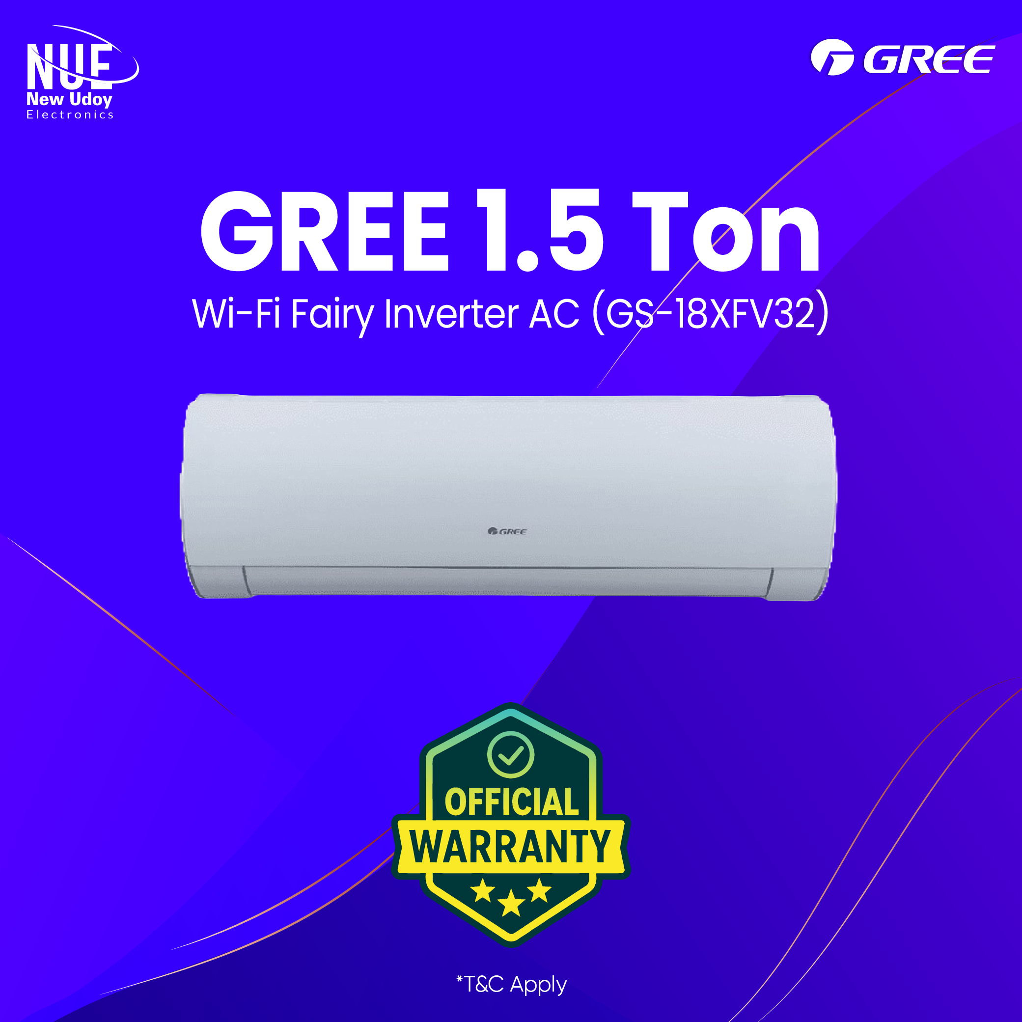 GS-18XFV32 Fairy Gree 1.5-Ton Wi-Fi GS-18XFV32 Fairy Inverter AC (official) - Image 1