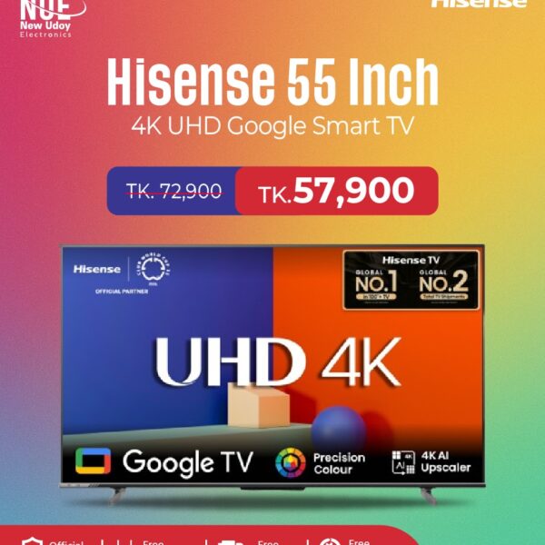 Hisense 55'' 4K UHD Google Smart TV 55A6F3 Official warranty By Fair Electronics