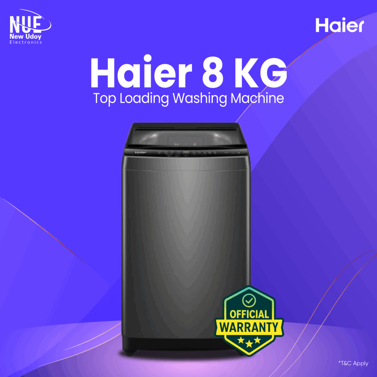 Haier HWM80-M826 8Kg Fully Automatic Washing Machine Top Loading (official) - Image 1