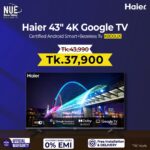 Official Haier 43" 4K Google TV-K800UX (Certified Android Smart+4K+Bezeless)