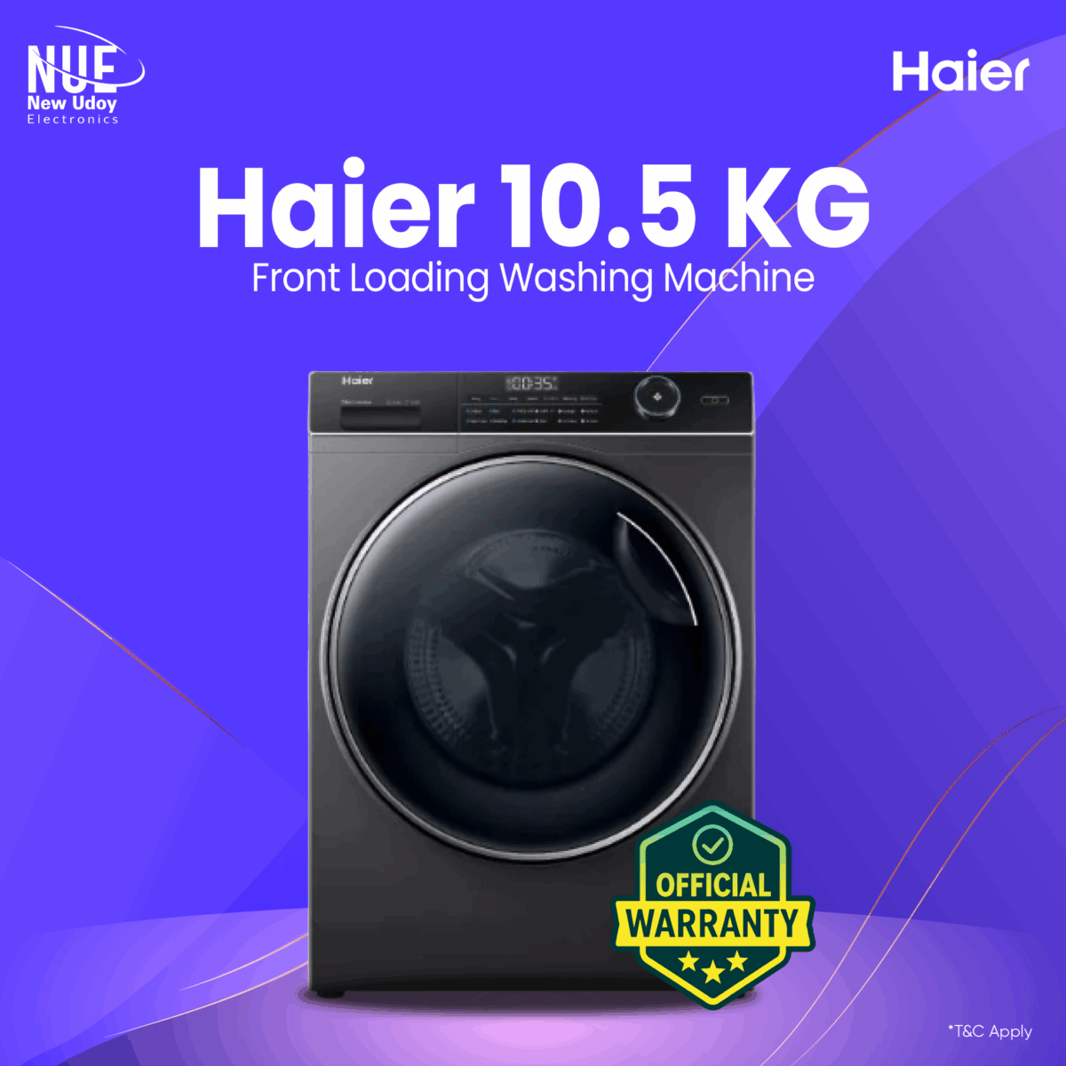 Haier 10.5 KG Front Loading Automatic  Washer & Dryer HWD105-B14959S8U1 official - Image 1