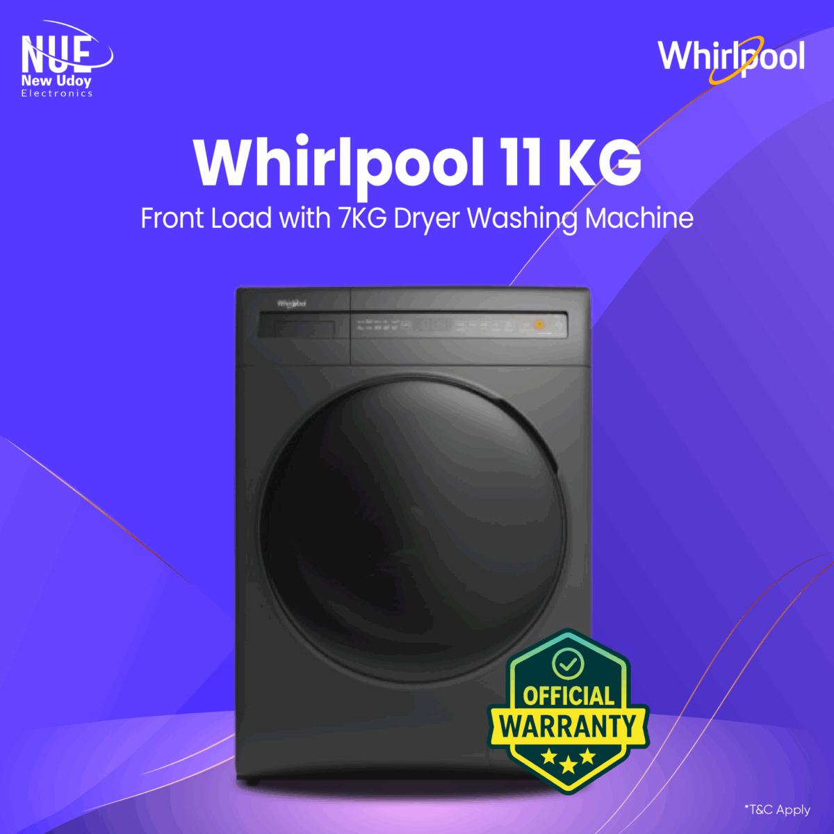 Whirlpool 11Kg WDC11704RG-D  Front Loading Wash + Dry Official warranty - Image 1