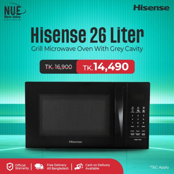 Hisense 26L H26MOBS5HG Grill Microwave Oven with Grey Cavity Official warranty By Fair Electronics