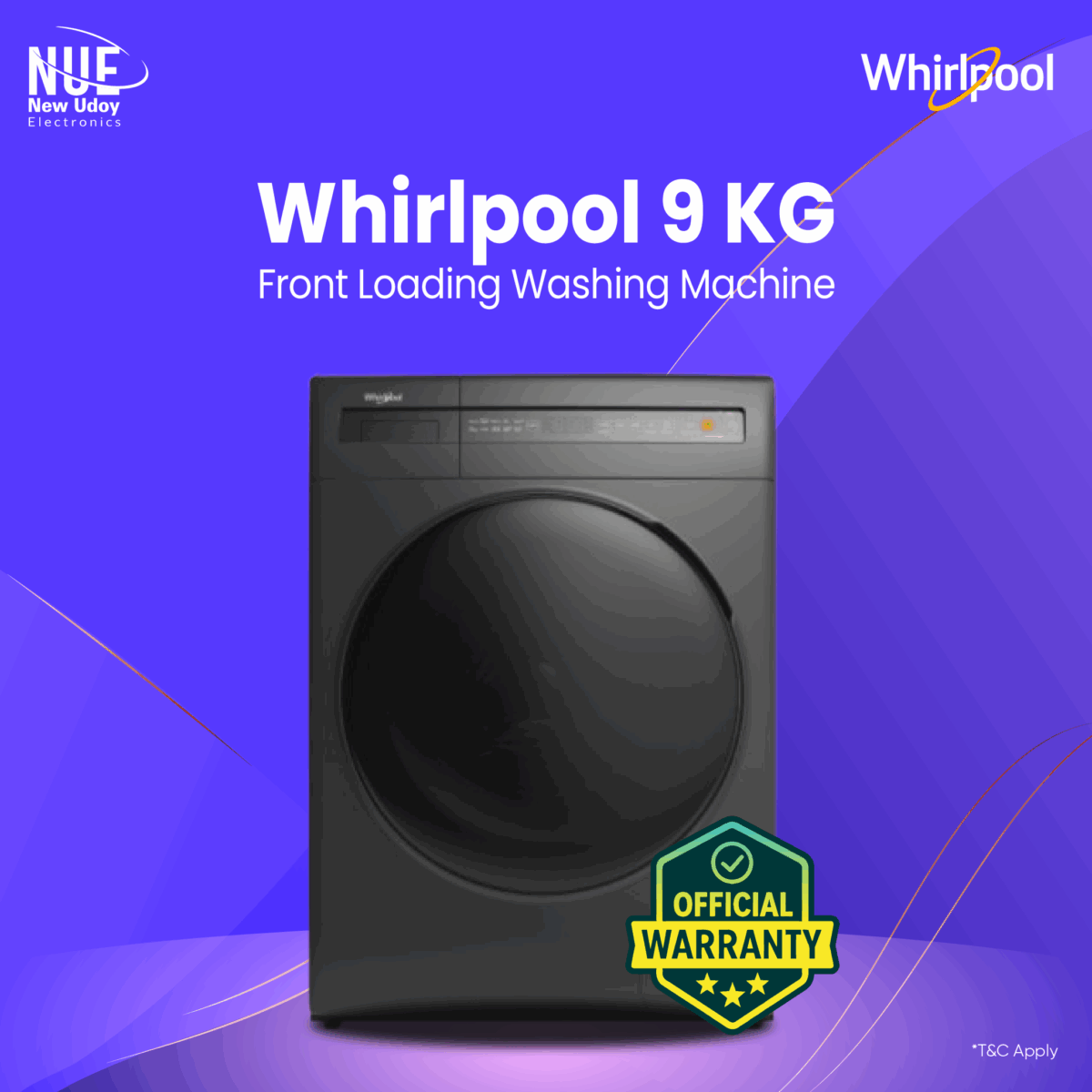 Whirlpool official warranty 9KG WFC90604RT-D Front Loading Washing Machine - Image 1