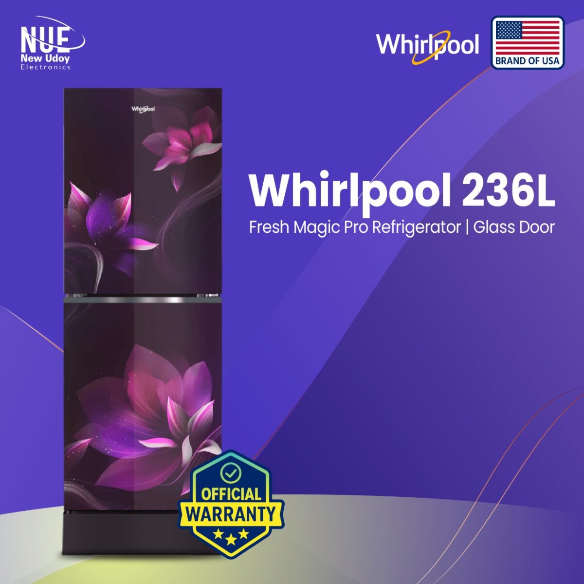 Whirlpool 236 Liters official Fresh Magic Pro Refrigerator Florina Purple colour - Image 1