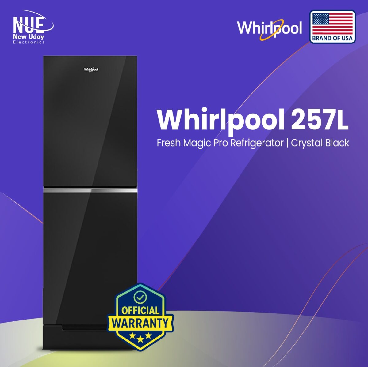 Whirlpool Official 257 Liters Fresh Magic Pro Frost Refrigerator-Crystal Black - Image 1