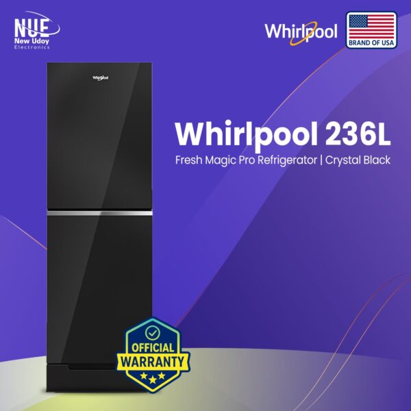 Whirlpool 236 Liter  Fresh Magic Pro Crystal Black official Refrigerator
