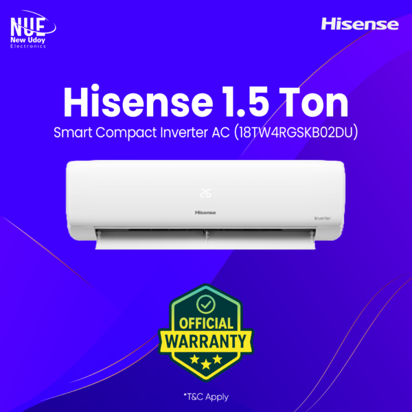 Hisense official 1.5 Ton  smart compact Split DC Inverter AC AS18TW4RGSKB02DU