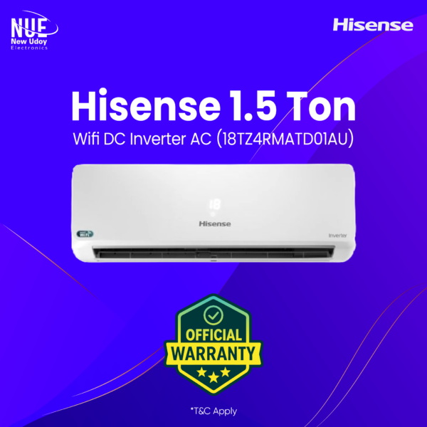 Hisense Official 1.5 Ton Full DC Inverter With smart Wi-Fi AC | AS18TZ4RMATD01AU