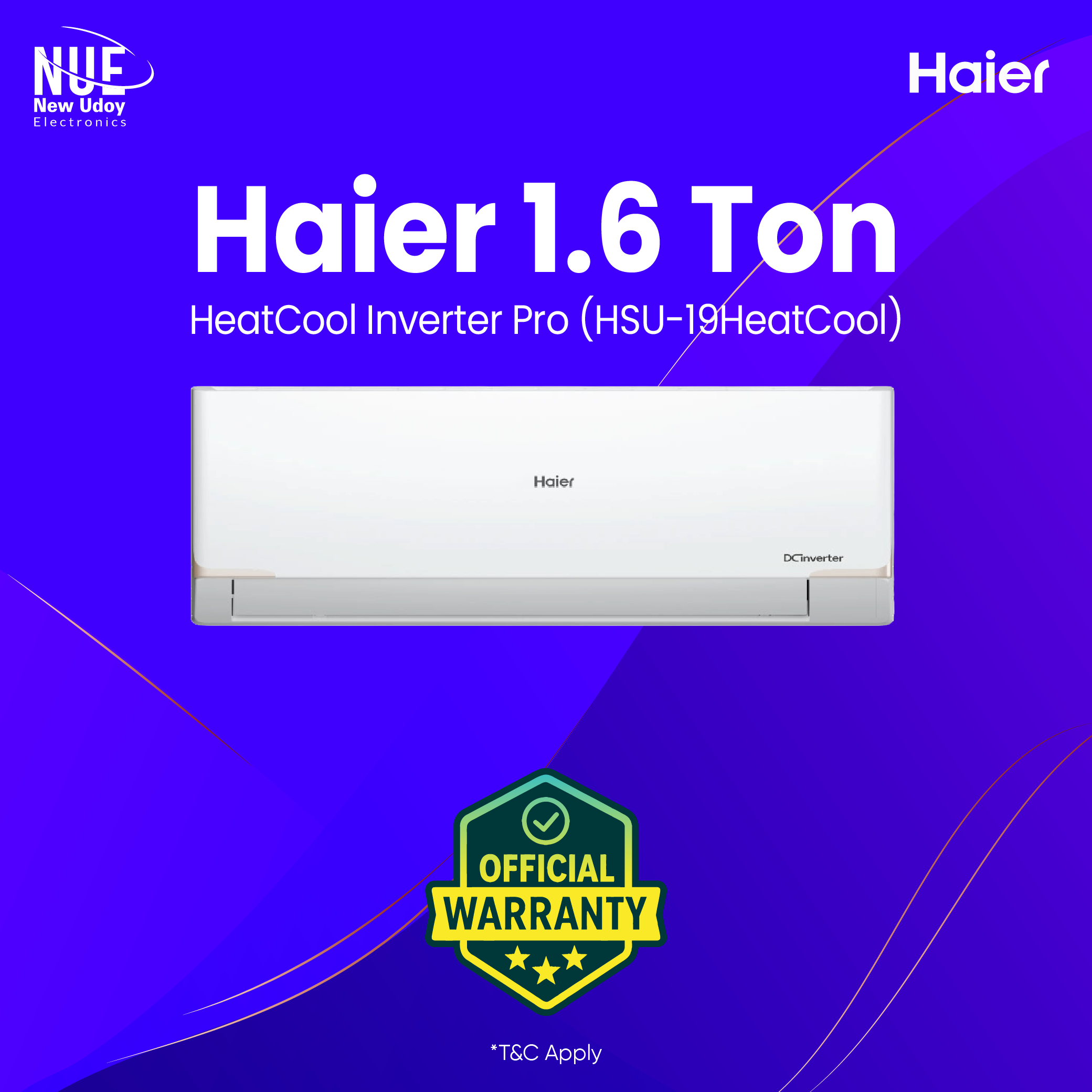 21 Haier Official 1.6 Ton Inverter HSU-19HeatCool AC (INV) (PRO) - Image 1