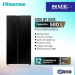 New Model RS3G558NAB/BD3 Hisense official 580 Liter Side by Side No-Frost Refrigerator