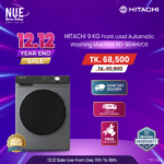 HITACHI 9 KG Official Front Load Fully Automatic Washing Machine Model BD-904HVOS