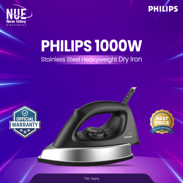 Philips 1000W Heavyweight Dry Iron | Stainless Steel Soleplate ( NUE )