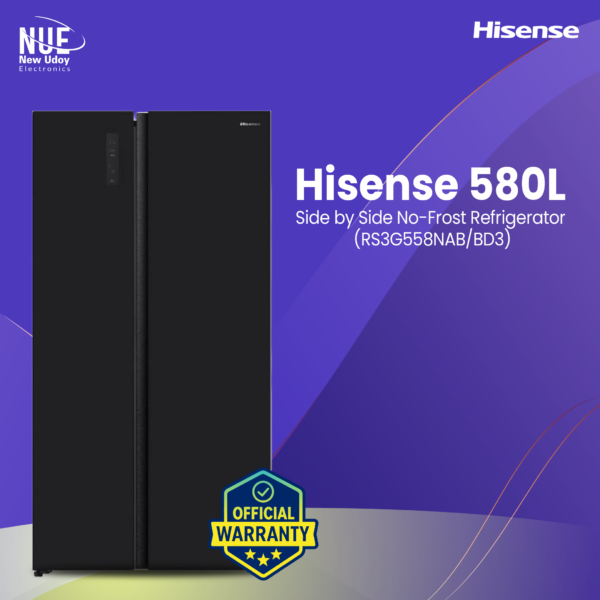 Hisense RS3G558NAB/BD3 580 Liter Side by Side Refrigerator | No-Frost | Multi Airflow | Official Warranty