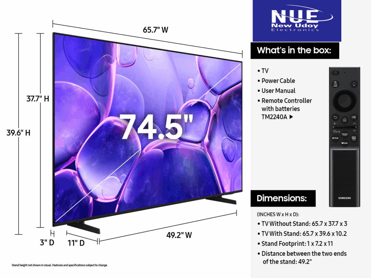 Samsung 75 Inch New Model U8510F Crystal UHD 4K Smart TV (official) - Image 2