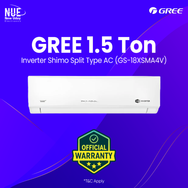 Gree Official Warranty 1.5 Ton Inverter Shimo Split Type Air Conditioner (GS-18XSMA4V)
