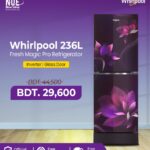 Whirlpool Official 236 Liter Floret Purple Fresh magic Pro Inverter Glass Door Refrigerator