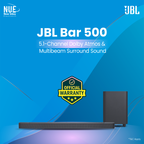 JBL Bar 500 5.1-Channel Dolby Atmos Soundbar with Wireless Subwoofer