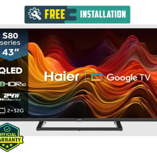 Haier 43 Inch QLED 4K UHD Google TV (H43S80GUX) | HDR10 | Dolby Audio | Official