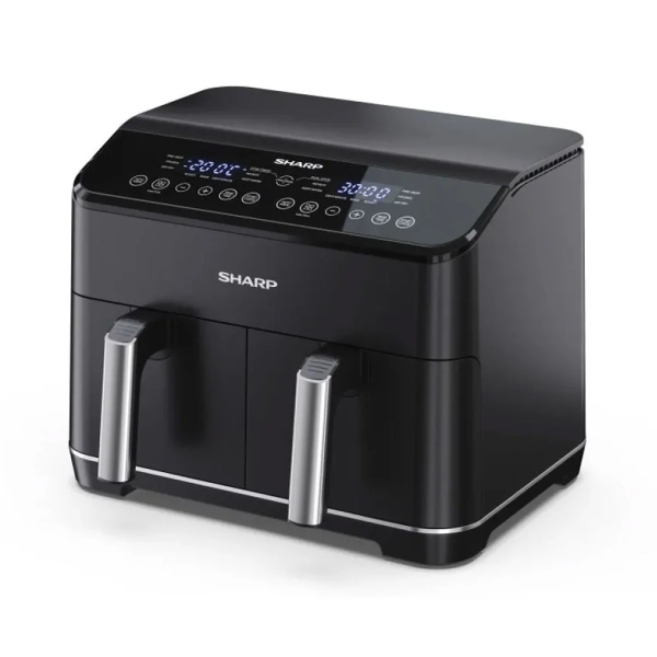 Sharp Official KF-DF80RT-K3 8 Liter Double Basket Digital Air Fryer | 1800W | Dual Zone Cooking