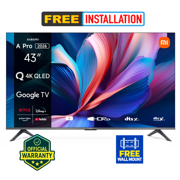Xiaomi Official TV A Pro 2026 43 Inch QLED 4K UHD Google TV Dolby Audio