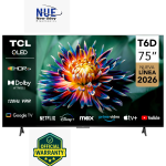 TCL OFFICIAL 75T6D 75″ 4K UHD QLED Smart Google Bezel Less Voice Control TV