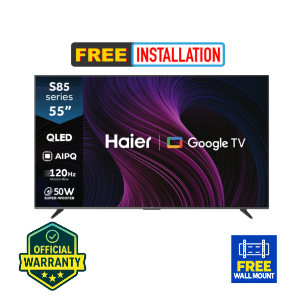 Haier 55S85GUX 55 Inch 4K QLED Google TV | Dolby Vision | Dolby Atmos | MEMC | 2GB+32GB | Official