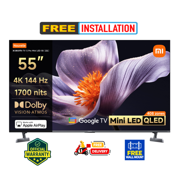 Xiaomi TV S Pro Mini LED 2026 55 Inch QD-Mini LED 4K Google TV | 144Hz | 1700 Nits | Dolby Vision & Atmos